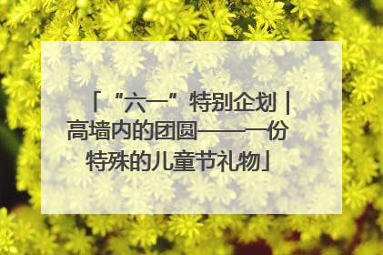 “六一”特别企划｜高墙内的团圆——一份特殊的儿童节礼物