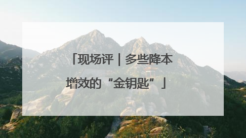 现场评｜多些降本增效的“金钥匙”