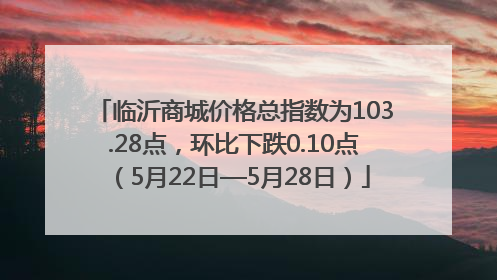 临沂商城价格总指数为103.28点，环比下跌0.10点（5月22日—5月28日）