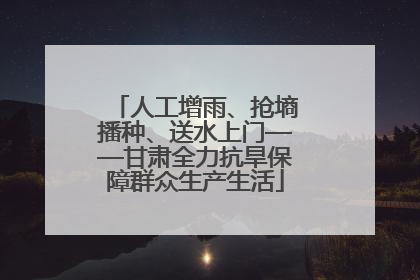 人工增雨、抢墒播种、送水上门——甘肃全力抗旱保障群众生产生活