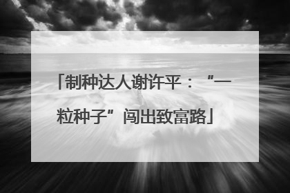 制种达人谢许平：“一粒种子”闯出致富路