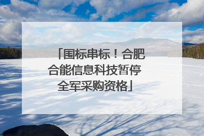围标串标！合肥合能信息科技暂停全军采购资格