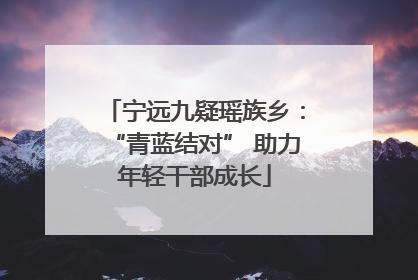 宁远九疑瑶族乡：“青蓝结对” 助力年轻干部成长