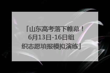 山东高考落下帷幕！6月13日-16日组织志愿填报模拟演练