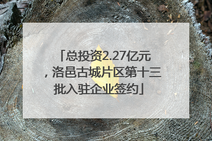总投资2.27亿元，洛邑古城片区第十三批入驻企业签约