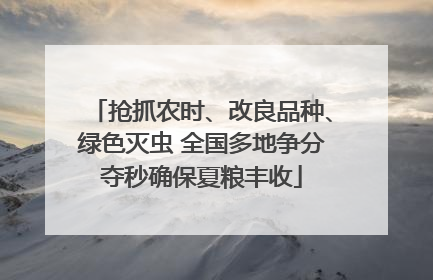 抢抓农时、改良品种、绿色灭虫 全国多地争分夺秒确保夏粮丰收