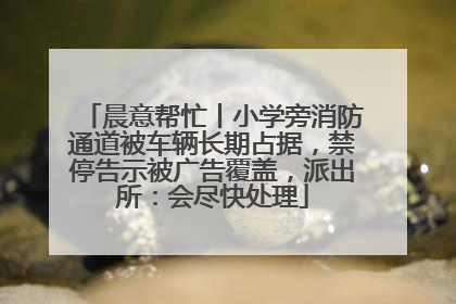 晨意帮忙丨小学旁消防通道被车辆长期占据，禁停告示被广告覆盖，派出所：会尽快处理