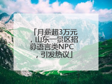 月薪超3万元，山东一景区招募语言类NPC，引发热议