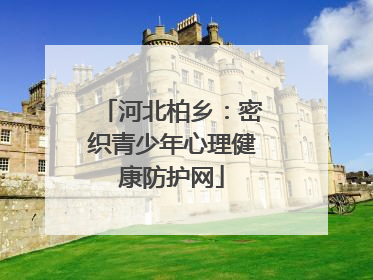河北柏乡：密织青少年心理健康防护网