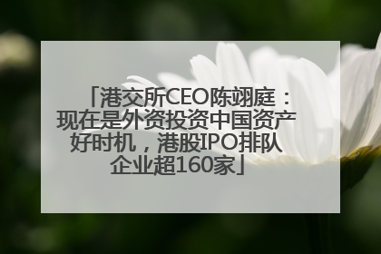 港交所CEO陈翊庭：现在是外资投资中国资产好时机，港股IPO排队企业超160家