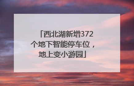 西北湖新增372个地下智能停车位，地上变小游园