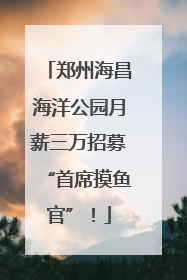 郑州海昌海洋公园月薪三万招募“首席摸鱼官”！