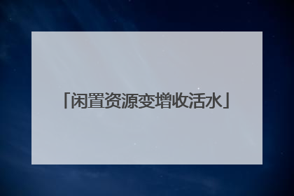 闲置资源变增收活水