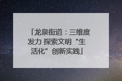 龙泉街道：三维度发力 探索文明“生活化”创新实践