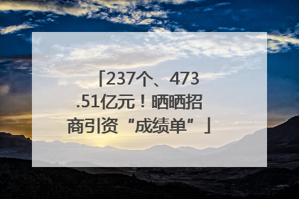 237个、473.51亿元！晒晒招商引资“成绩单”